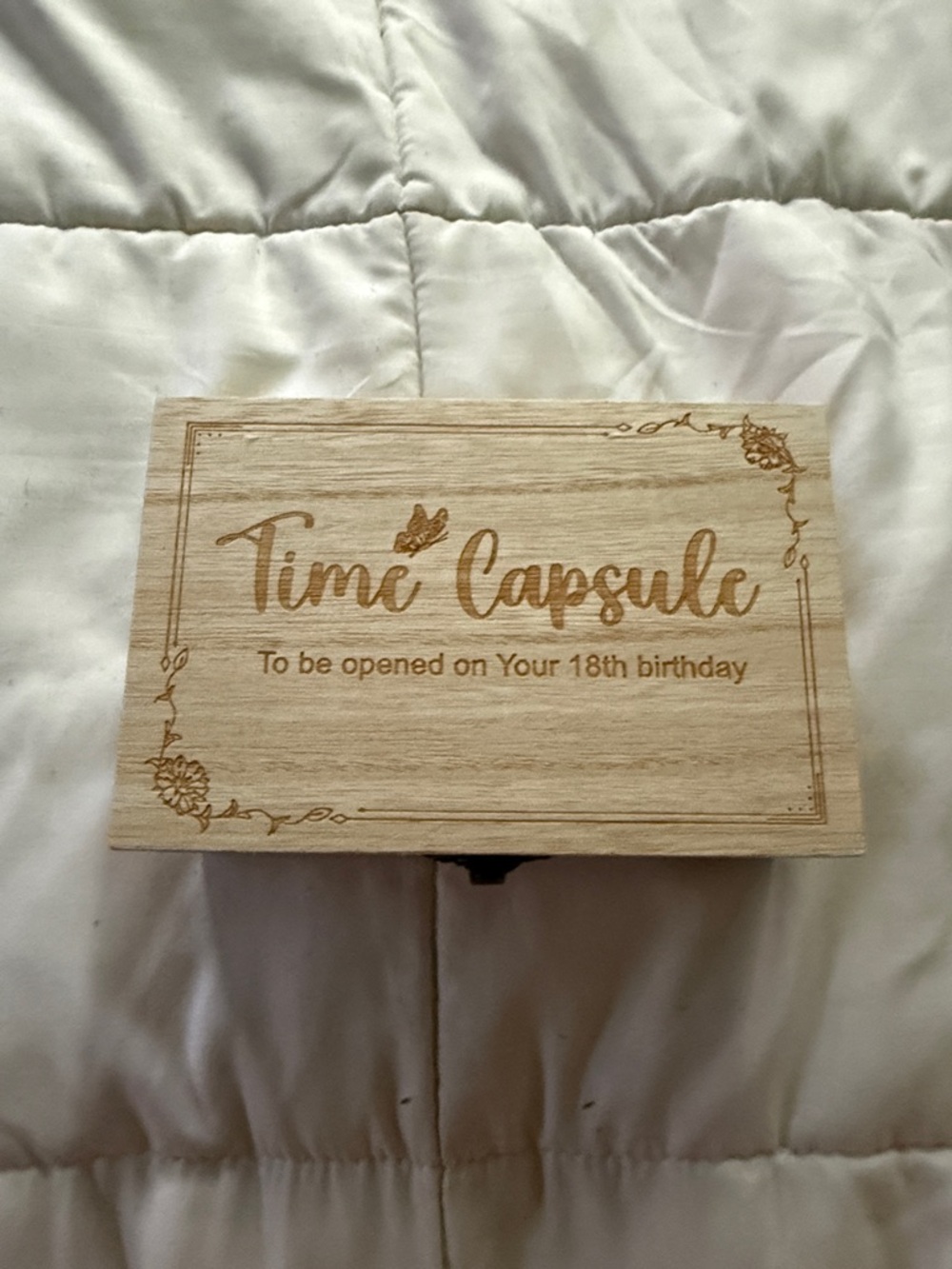 Baby Shower Time Capsule Wooden Keepsake Box - Natural Wood
